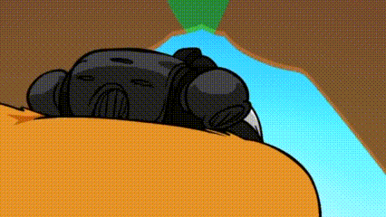 a cartoon character is wearing headphones and laying on a couch .