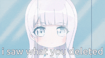 a picture of a girl with the words " i saw what you deleted " below her