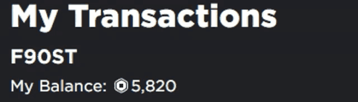 a black background with white text that says my transactions f90st my balance 5,820