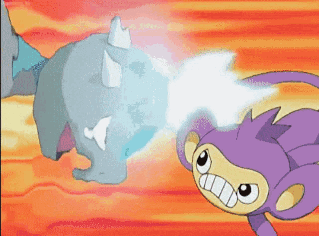 a cartoon of a rhino and a monkey fighting