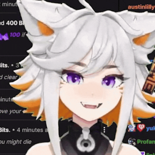 a close up of a girl with a cat ear