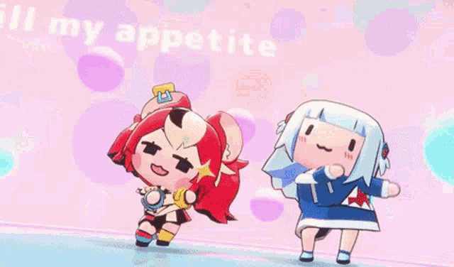 a couple of cartoon characters are dancing together and one of them is a shark .