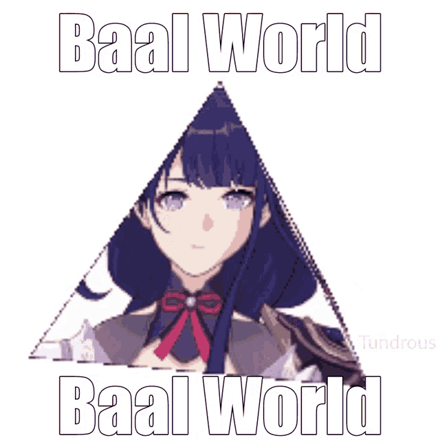 a picture of a girl in a triangle with the words baal world below it