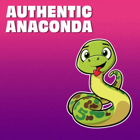 a cartoon of an anaconda with the words authentic anaconda behind it