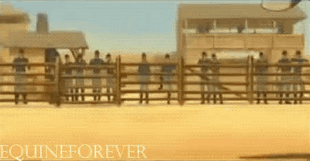 a group of people standing behind a wooden fence with the words equine forever written on the bottom