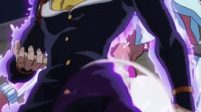 a close up of a person 's arm with purple glowing around it