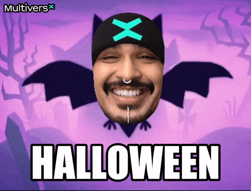 a picture of a man with a bat and the words halloween below him