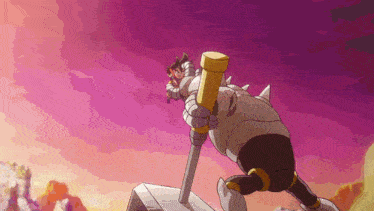 a cartoon drawing of a robot with a sword