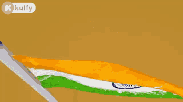 a cartoon drawing of an indian flag with a kolfy logo