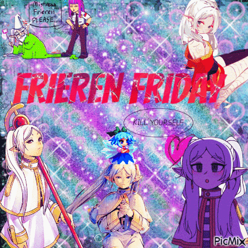a poster that says frieren friday on it