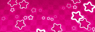 a pink checkered background with white stars floating in the air