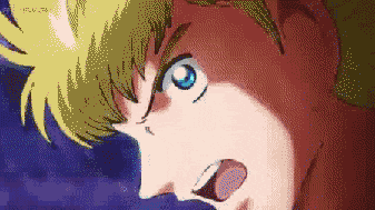 a pixel art drawing of a man with a blue eye and a surprised look on his face