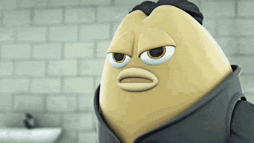 a cartoon character is standing in a bathroom with a toilet and sink .