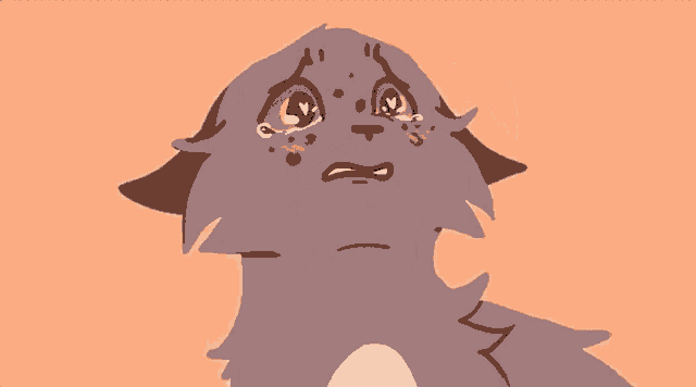 a cartoon drawing of a cat with a sad expression on its face