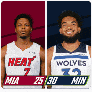 Miami Heat (25) Vs. Minnesota Timberwolves (30) First-second Period Break GIF - Nba Basketball Nba 2021 GIFs