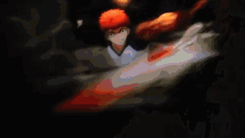 a cartoon character is flying through the air with a flame coming out of his mouth