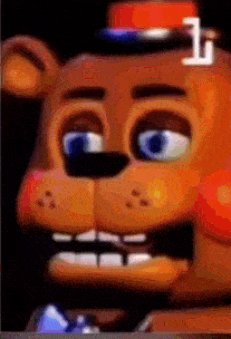 a close up of a cartoon character with the number 1 on his hat
