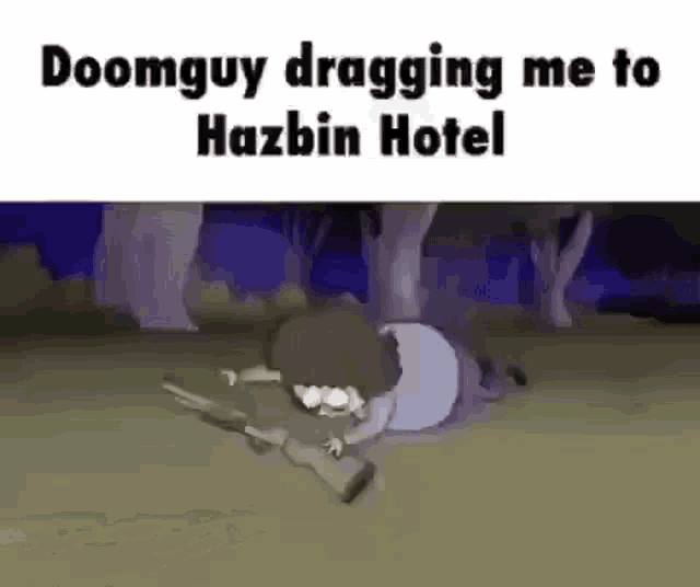 a cartoon character is laying on the ground with a gun in his hand .