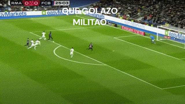 a soccer game is being played between rma and fcb