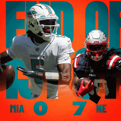 miami dolphins and new england patriots football players on a poster