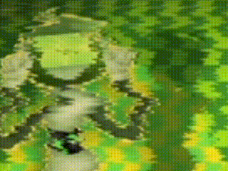 a painting of a person with a green and yellow background