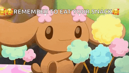 a cartoon bunny is eating cotton candy while wearing a flower crown .