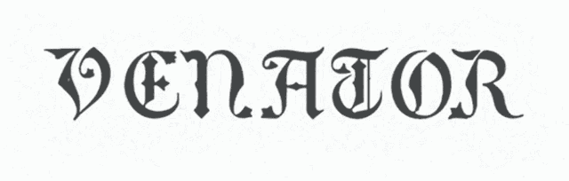 a black and white drawing of the word venator