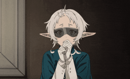 a girl with white hair and ears is wearing a mask and gloves