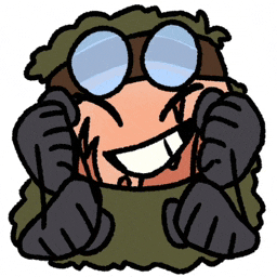 a cartoon drawing of a man wearing glasses and gloves smiling