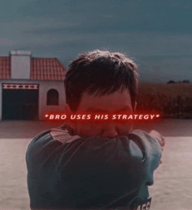 a man covering his face with his hands with a sign that says bro uses his strategy