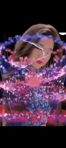a painting of a woman surrounded by colorful flowers