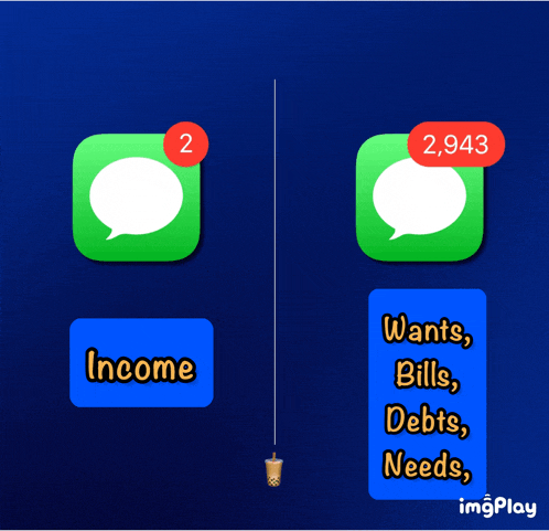 a graphic showing a person 's income and wants , bills , debts and needs