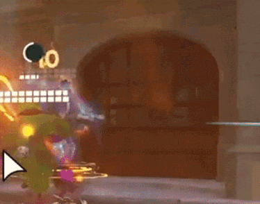 a video game scene with a lightning bolt and the number 10 on the wall .