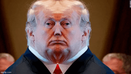 donald trump is wearing a suit and tie with a very large head