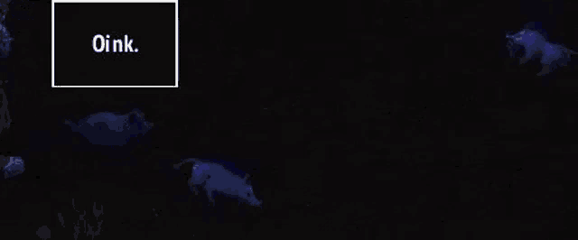 a group of rabbits are walking in the dark in a video game .