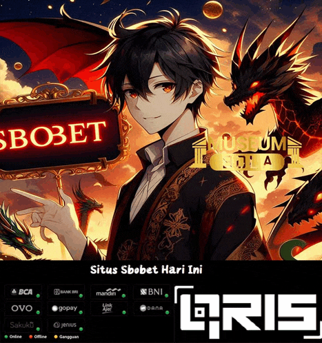 a poster for situs sbobet hari ini shows a man pointing at a sign