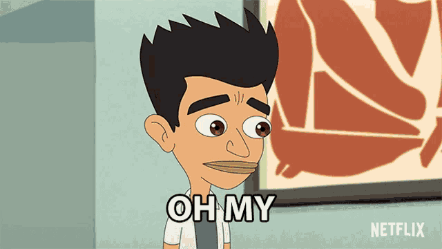 a cartoon of a man saying oh my in front of a netflix logo