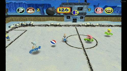 a video game with spongebob squarepants playing a game