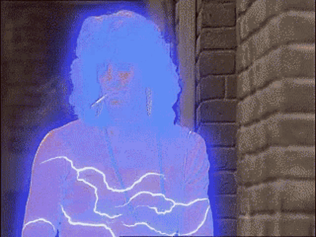 a pixelated image of a man smoking a cigarette
