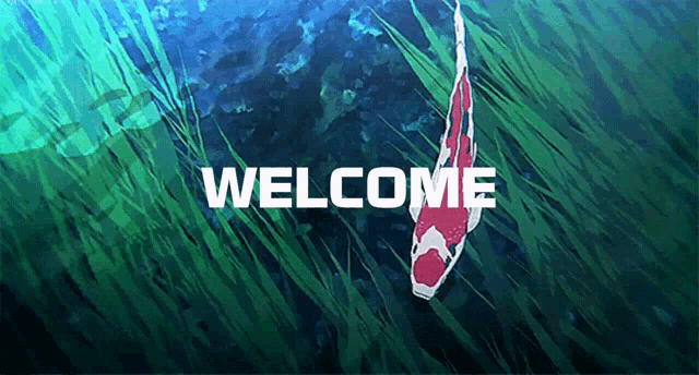 a picture of a fish with the words welcome on it