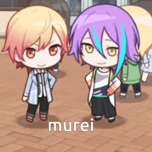 a couple of anime characters are standing next to each other and one of them says " mirei "
