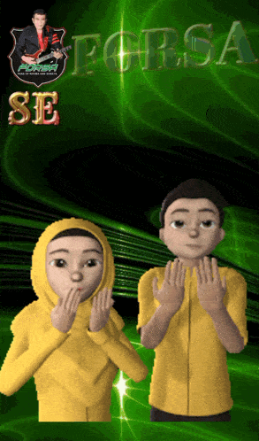 a cartoon of a boy and a girl with the word forsa on the top
