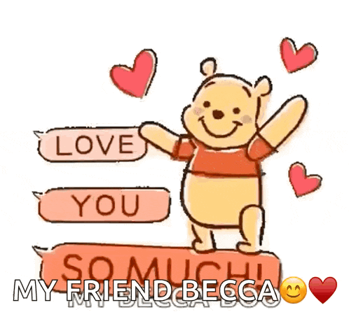 a cartoon of winnie the pooh holding a sign that says love you