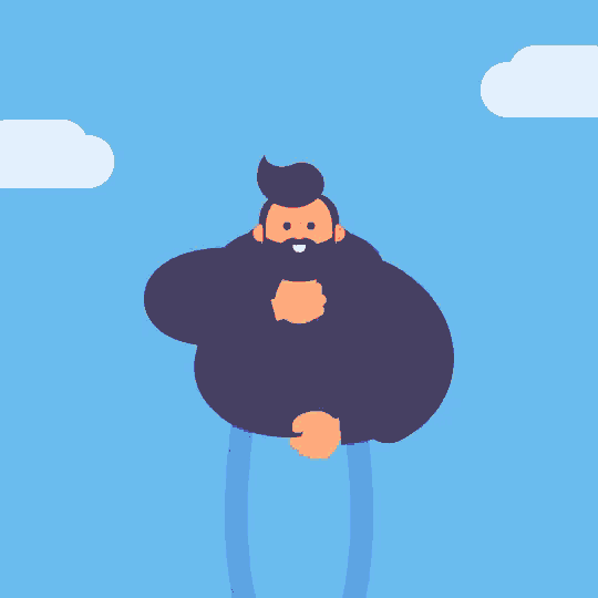 a man with a beard is flying through the air wearing a yellow jacket