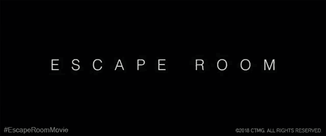 the word escape room is on a black background