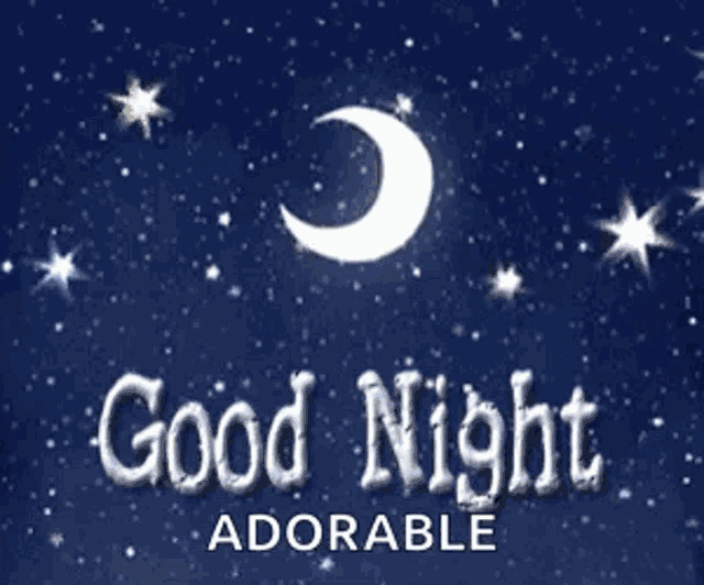 a picture of a crescent moon with the words good night adorable