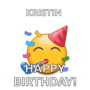 a happy birthday greeting card with smiley faces wearing party hats and blowing party horns .