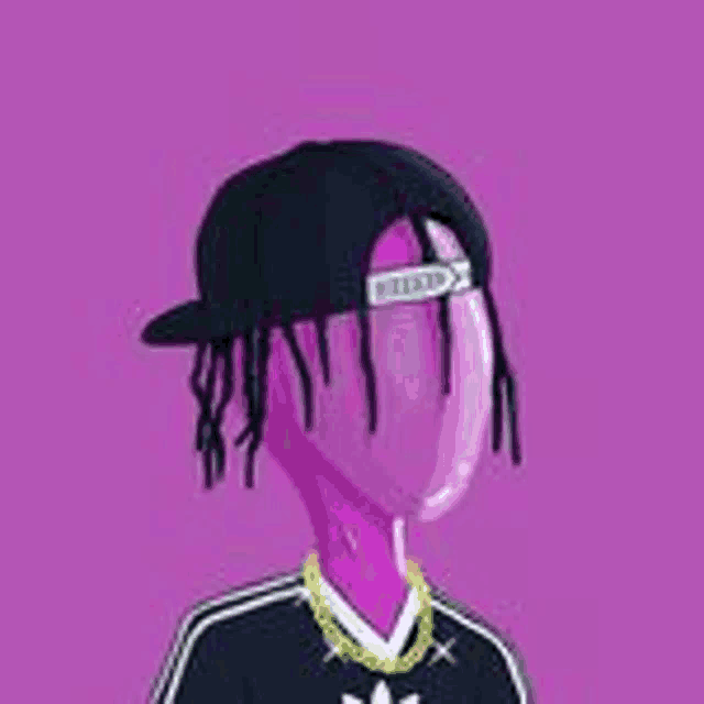 a cartoon of a man with dreadlocks wearing a baseball cap and a necklace .