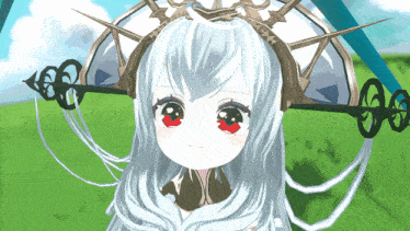 a little girl with white hair and red eyes