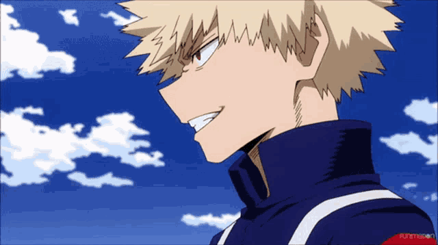 a close up of a anime character with the word funimation on the bottom